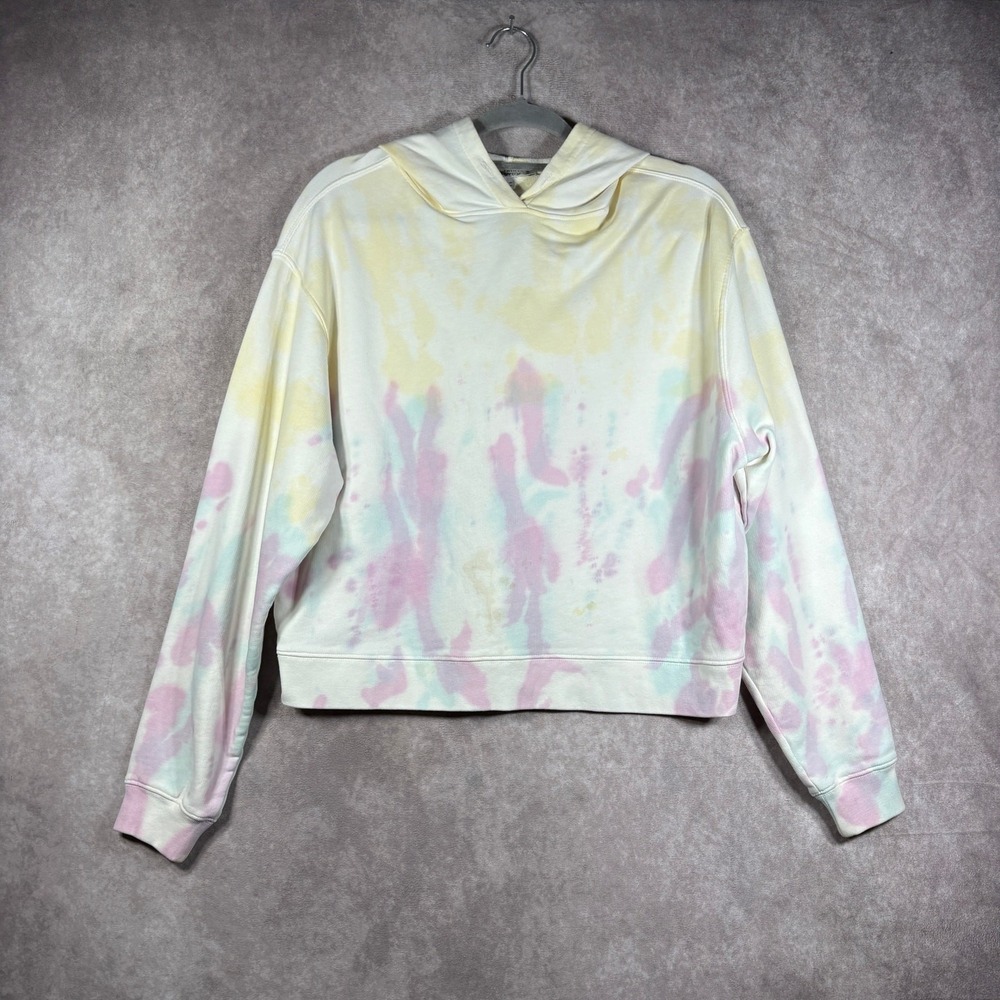 Allsaints Pippa Hoodie Sweatshirt Womens Size 6 Yellow Purple Tie Dye Pullover